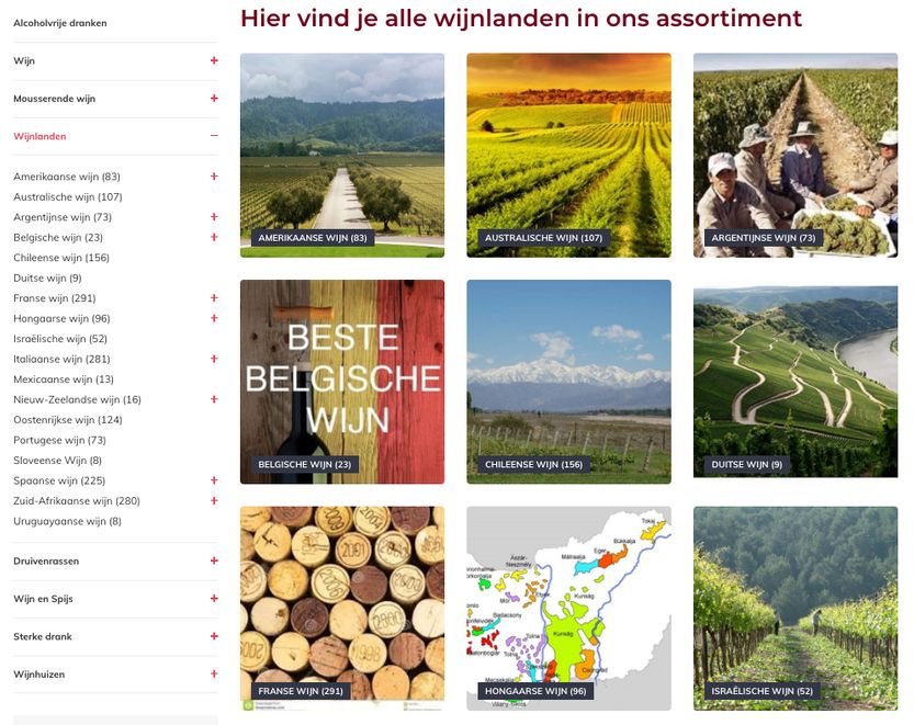 Wijnlanden landingspagina's